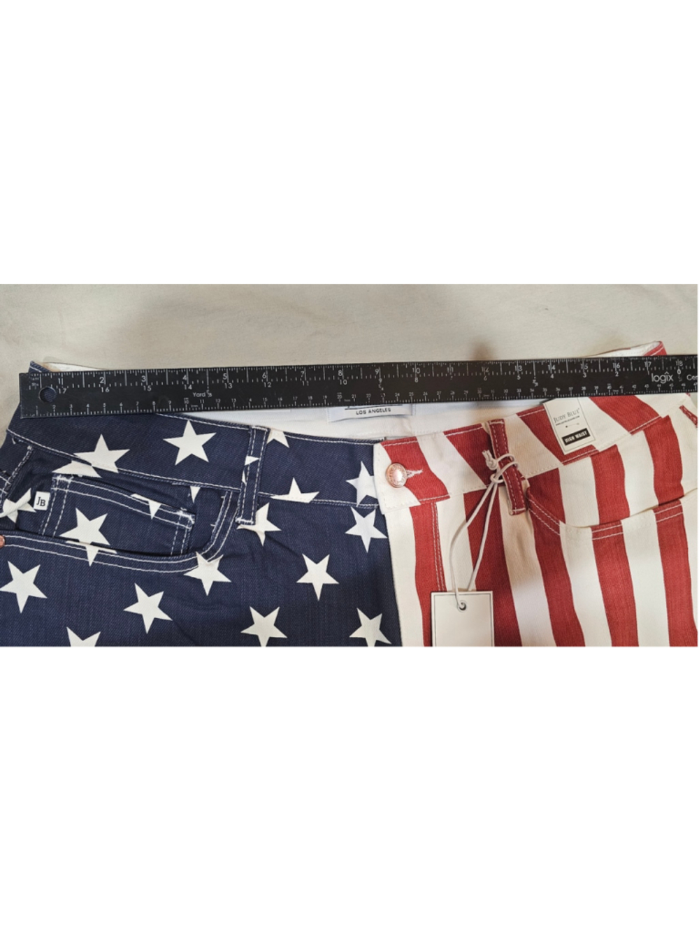 Women's Judy Blue Flare Jeans Size 20W Blue Red Stars and Stripes - Picture 6 of 7